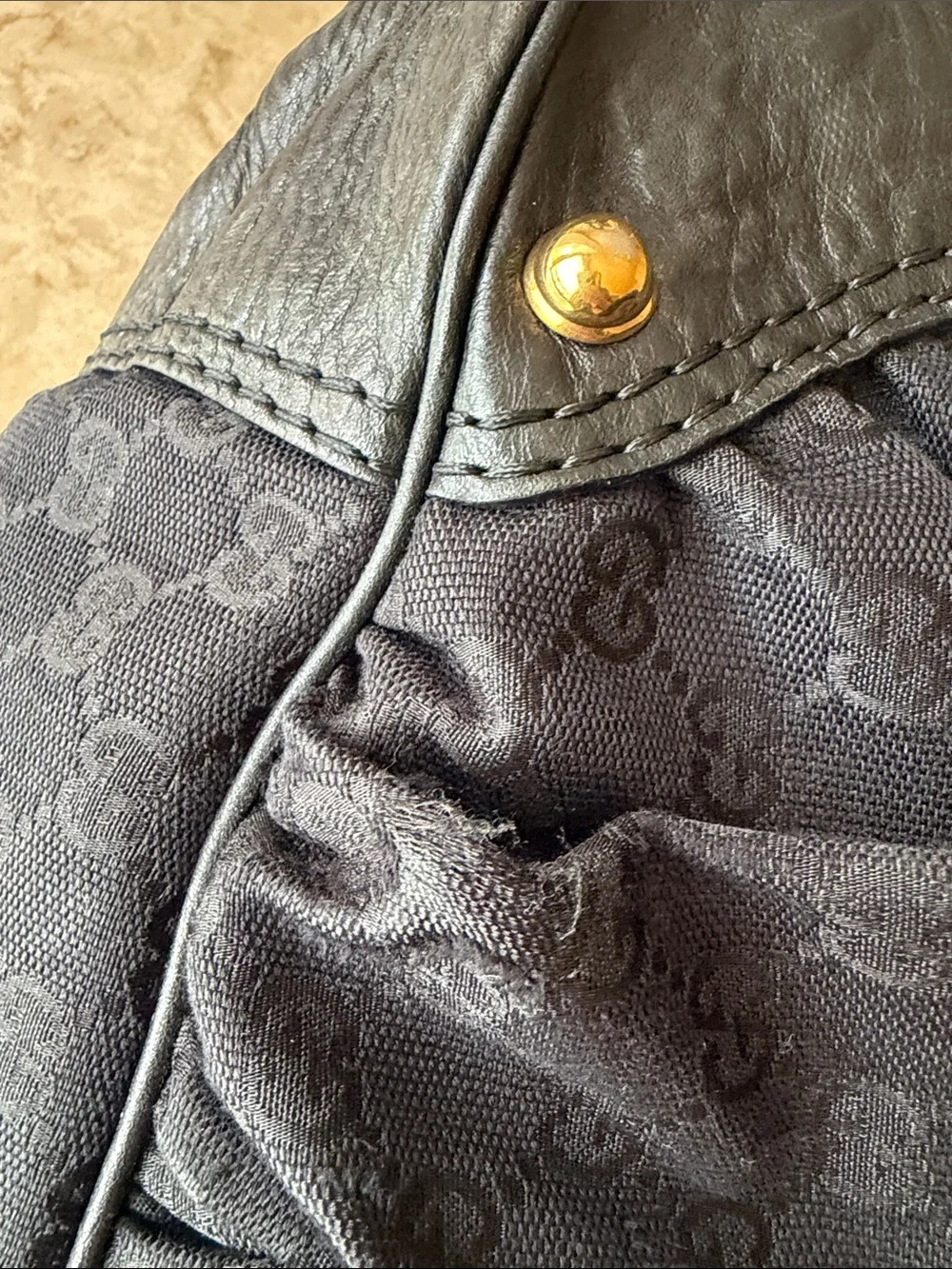Gucci Monogram Large Jockey Hobo Black